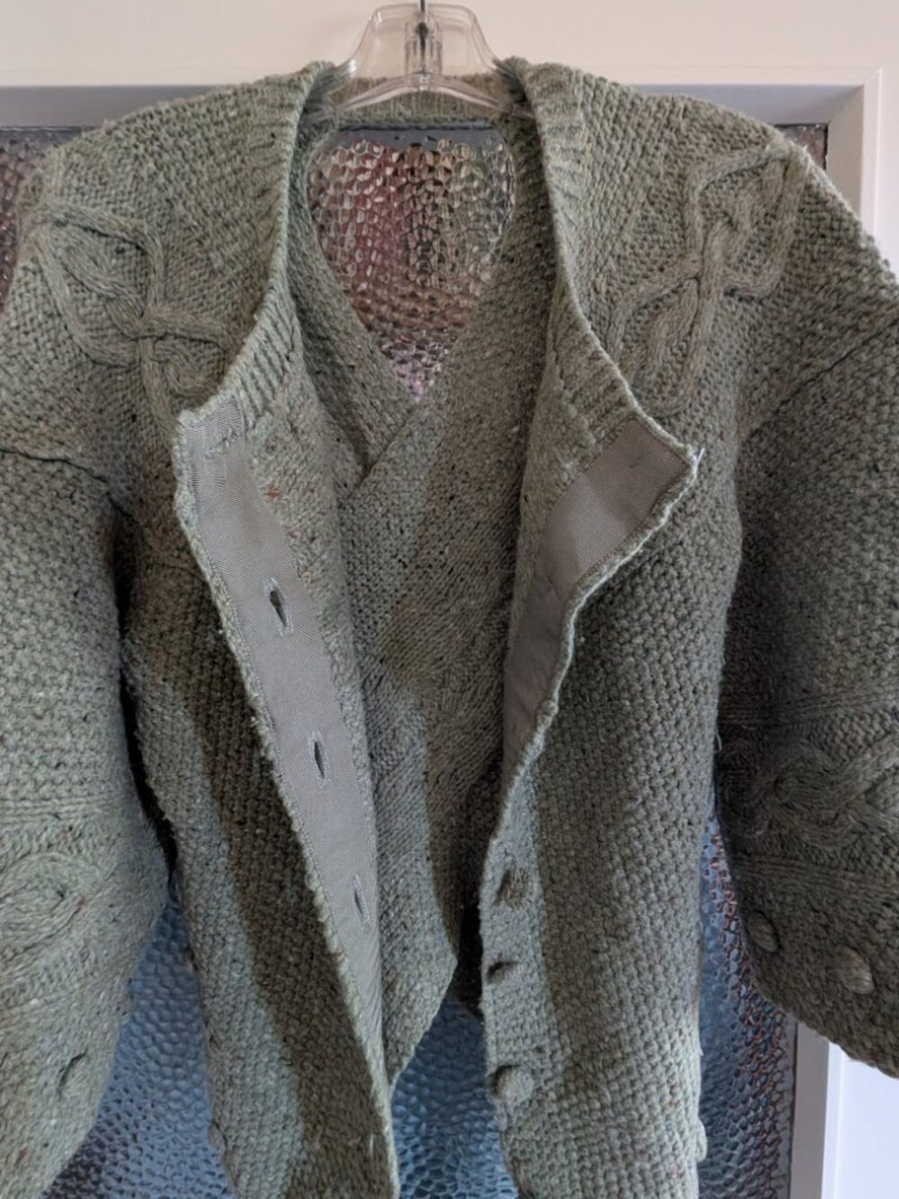 SWEATER - Anthropologie Crossback Cable Cardigan Sweater Sz M Heather Sage Green